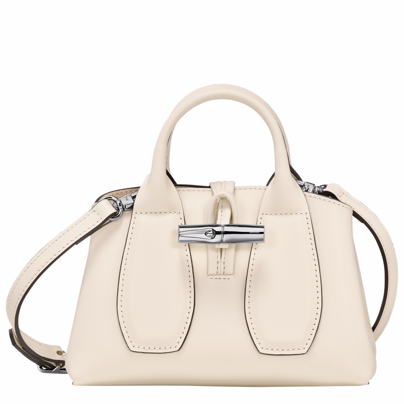 White Longchamp Le Roseau XS Handbag - Leather UK | 10057HCL037